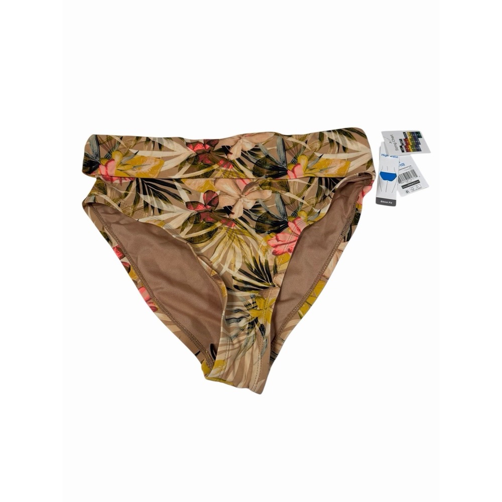 time and tru womens high rise‎ bikini bottoms size medium 8 10 swim suit